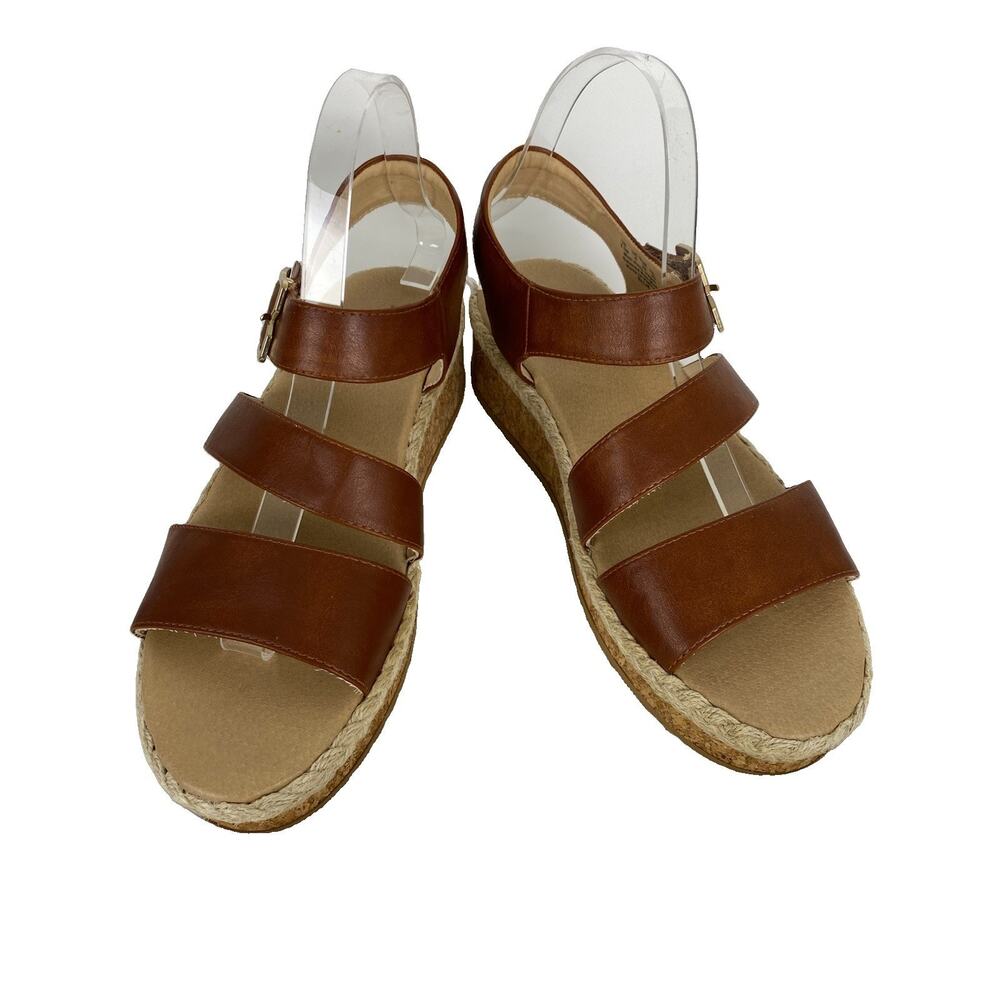Dr. Scholl's Brown Espadrille Wedge Sandals Women's Size 8.5 Ankle Strap Comfort - Picture 3 of 10